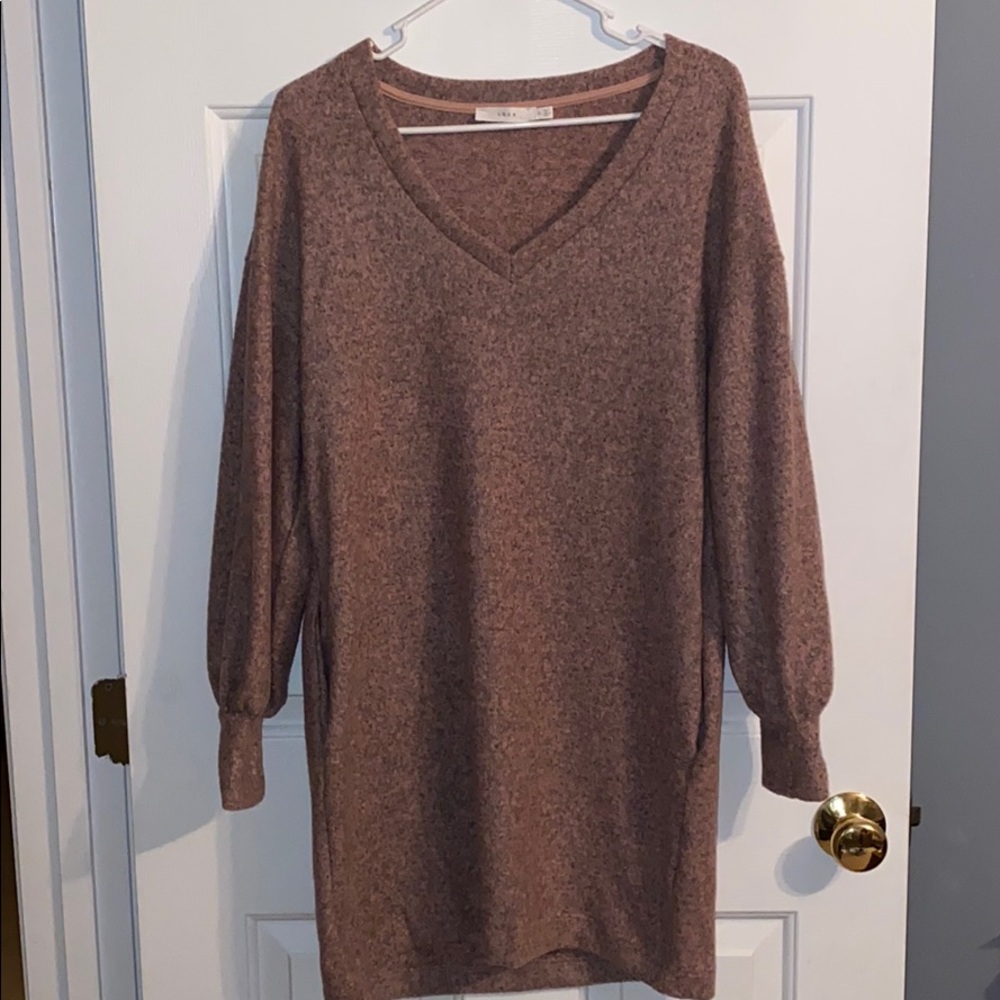 Cuff Sleeve Sweater Dress W Pockets